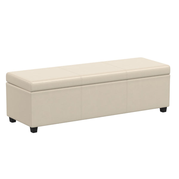 HomeRoots 54" Stylish Dark Brown & Cream Upholstered Storage Ottoman - Multi-functional Seating & Clutter Solution 640205