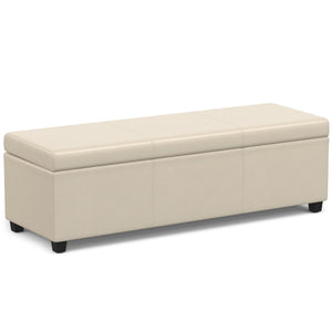 HomeRoots 54" Stylish Dark Brown & Cream Upholstered Storage Ottoman - Multi-functional Seating & Clutter Solution 640205
