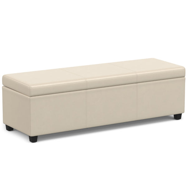 HomeRoots 54" Stylish Dark Brown & Cream Upholstered Storage Ottoman - Multi-functional Seating & Clutter Solution 640205