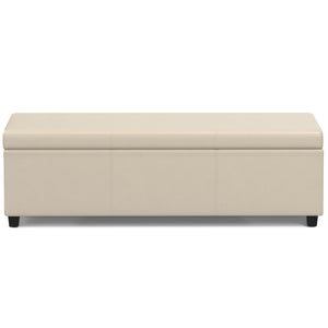 HomeRoots 54" Stylish Dark Brown & Cream Upholstered Storage Ottoman - Multi-functional Seating & Clutter Solution 640205