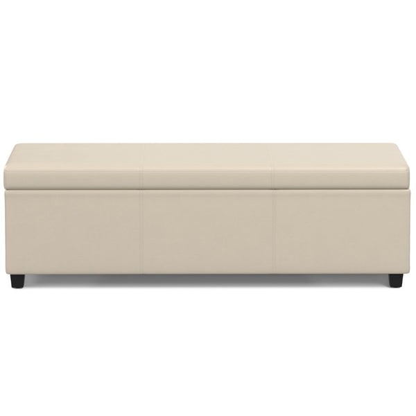 HomeRoots 54" Stylish Dark Brown & Cream Upholstered Storage Ottoman - Multi-functional Seating & Clutter Solution 640205