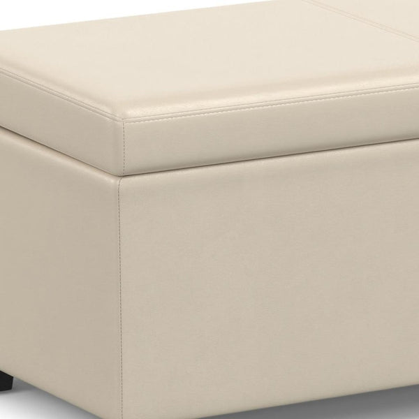 HomeRoots 54" Stylish Dark Brown & Cream Upholstered Storage Ottoman - Multi-functional Seating & Clutter Solution 640205