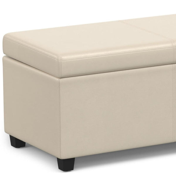 HomeRoots 54" Stylish Dark Brown & Cream Upholstered Storage Ottoman - Multi-functional Seating & Clutter Solution 640205