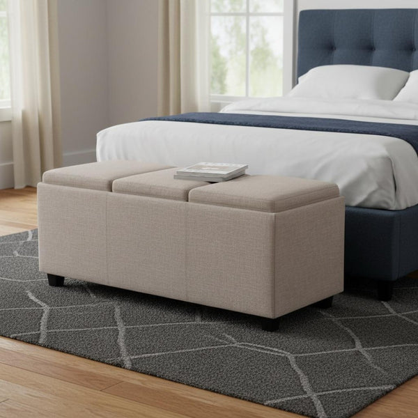 HomeRoots 42" Upholstered Storage Ottoman with Hidden Compartment - Stylish Multi-Functional Seating Solution 640206