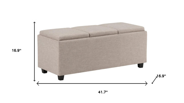 HomeRoots 42" Upholstered Storage Ottoman with Hidden Compartment - Stylish Multi-Functional Seating Solution 640206