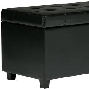 HomeRoots 34" Stylish Dark Brown & Black Upholstery Storage Ottoman - Versatile & Functional Seating Solution 640208