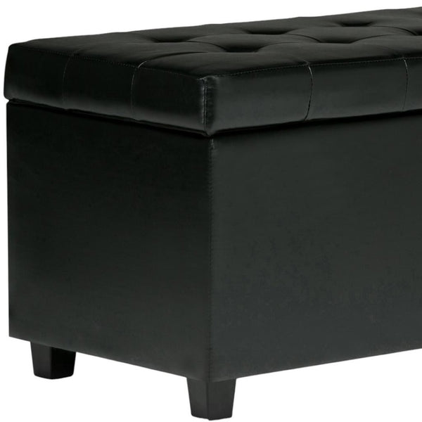 HomeRoots 34" Stylish Dark Brown & Black Upholstery Storage Ottoman - Versatile & Functional Seating Solution 640208