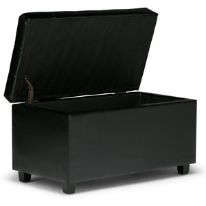 HomeRoots 34" Stylish Dark Brown & Black Upholstery Storage Ottoman - Versatile & Functional Seating Solution 640208