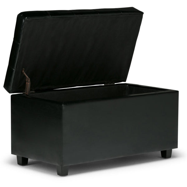 HomeRoots 34" Stylish Dark Brown & Black Upholstery Storage Ottoman - Versatile & Functional Seating Solution 640208