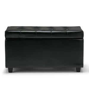 HomeRoots 34" Stylish Dark Brown & Black Upholstery Storage Ottoman - Versatile & Functional Seating Solution 640208