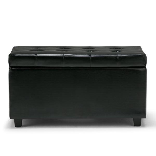 HomeRoots 34" Stylish Dark Brown & Black Upholstery Storage Ottoman - Versatile & Functional Seating Solution 640208