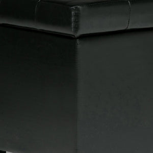 HomeRoots 34" Stylish Dark Brown & Black Upholstery Storage Ottoman - Versatile & Functional Seating Solution 640208