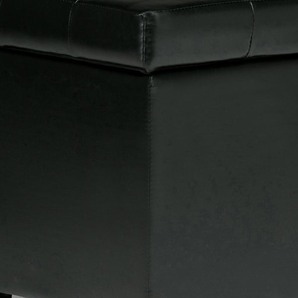 HomeRoots 34" Stylish Dark Brown & Black Upholstery Storage Ottoman - Versatile & Functional Seating Solution 640208