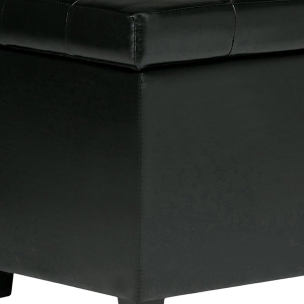 HomeRoots 34" Stylish Dark Brown & Black Upholstery Storage Ottoman - Versatile & Functional Seating Solution 640208