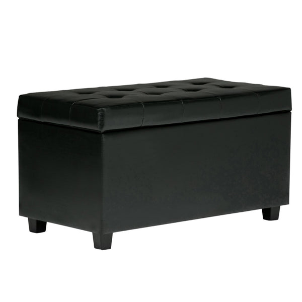 HomeRoots 34" Stylish Dark Brown & Black Upholstery Storage Ottoman - Versatile & Functional Seating Solution 640208
