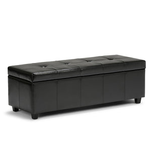 HomeRoots 48" Dark Brown & Black Upholstered Storage Ottoman - Versatile Seating, Hidden Compartment & Style! 640209