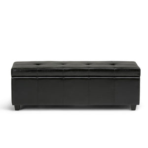 HomeRoots 48" Dark Brown & Black Upholstered Storage Ottoman - Versatile Seating, Hidden Compartment & Style! 640209