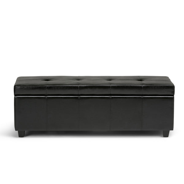 HomeRoots 48" Dark Brown & Black Upholstered Storage Ottoman - Versatile Seating, Hidden Compartment & Style! 640209