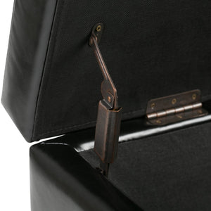 HomeRoots 48" Dark Brown & Black Upholstered Storage Ottoman - Versatile Seating, Hidden Compartment & Style! 640209