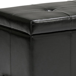 HomeRoots 48" Dark Brown & Black Upholstered Storage Ottoman - Versatile Seating, Hidden Compartment & Style! 640209