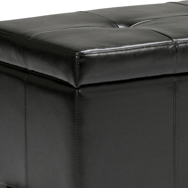 HomeRoots 48" Dark Brown & Black Upholstered Storage Ottoman - Versatile Seating, Hidden Compartment & Style! 640209