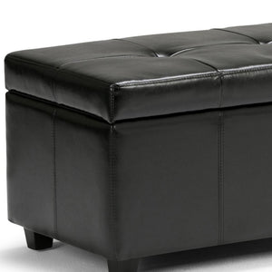 HomeRoots 48" Dark Brown & Black Upholstered Storage Ottoman - Versatile Seating, Hidden Compartment & Style! 640209
