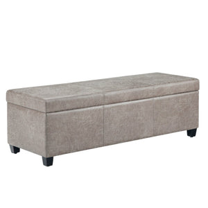 HomeRoots 48" Dark Brown and Gray Upholstered Storage Ottoman - Stylish, Functional Seating with Hidden Storage 640210