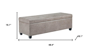 HomeRoots 48" Dark Brown and Gray Upholstered Storage Ottoman - Stylish, Functional Seating with Hidden Storage 640210