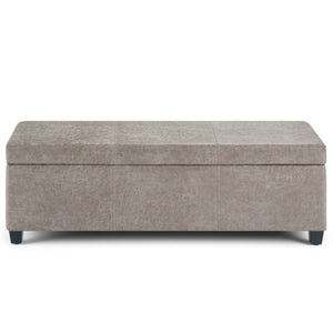 HomeRoots 48" Dark Brown and Gray Upholstered Storage Ottoman - Stylish, Functional Seating with Hidden Storage 640210