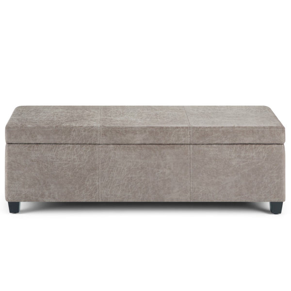 HomeRoots 48" Dark Brown and Gray Upholstered Storage Ottoman - Stylish, Functional Seating with Hidden Storage 640210