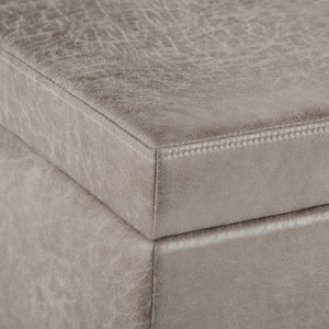 HomeRoots 48" Dark Brown and Gray Upholstered Storage Ottoman - Stylish, Functional Seating with Hidden Storage 640210