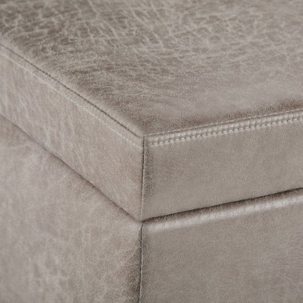 HomeRoots 48" Dark Brown and Gray Upholstered Storage Ottoman - Stylish, Functional Seating with Hidden Storage 640210