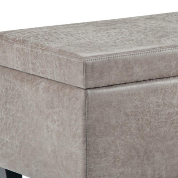 HomeRoots 48" Dark Brown and Gray Upholstered Storage Ottoman - Stylish, Functional Seating with Hidden Storage 640210