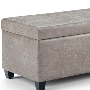 HomeRoots 48" Dark Brown and Gray Upholstered Storage Ottoman - Stylish, Functional Seating with Hidden Storage 640210
