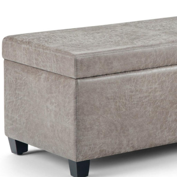 HomeRoots 48" Dark Brown and Gray Upholstered Storage Ottoman - Stylish, Functional Seating with Hidden Storage 640210