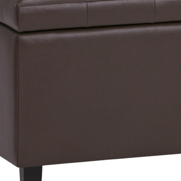 HomeRoots 34" Stylish Dark Brown & Chocolate Upholstered Storage Ottoman - Multi-Functional & Space-Saving Solution 640211
