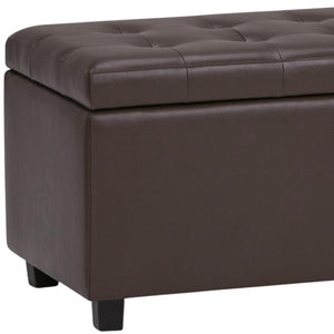 HomeRoots 34" Stylish Dark Brown & Chocolate Upholstered Storage Ottoman - Multi-Functional & Space-Saving Solution 640211