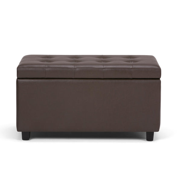 HomeRoots 34" Stylish Dark Brown & Chocolate Upholstered Storage Ottoman - Multi-Functional & Space-Saving Solution 640211