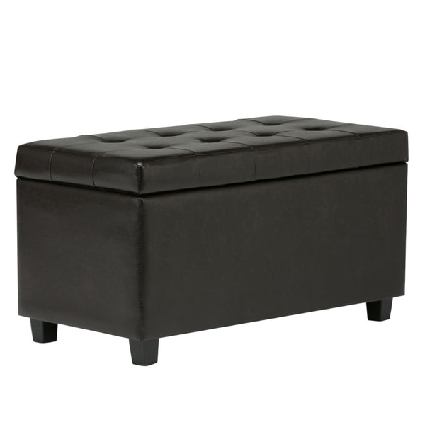 HomeRoots 34" Stylish Dark Brown Upholstered Storage Ottoman - Versatile Seating & Clutter-Free Living Solution 640212
