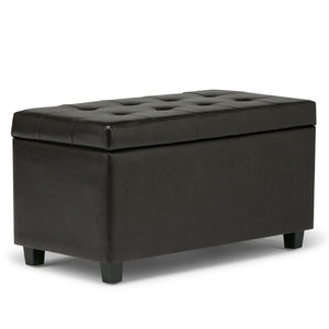 HomeRoots 34" Stylish Dark Brown Upholstered Storage Ottoman - Versatile Seating & Clutter-Free Living Solution 640212