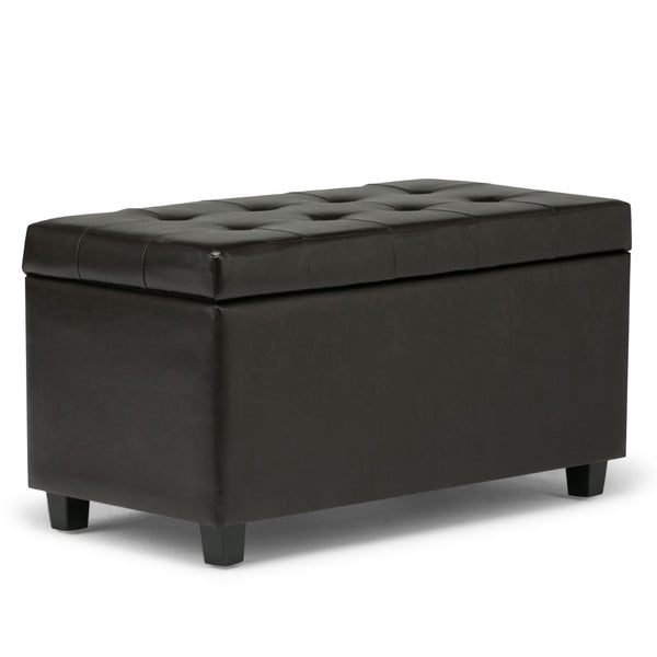 HomeRoots 34" Stylish Dark Brown Upholstered Storage Ottoman - Versatile Seating & Clutter-Free Living Solution 640212