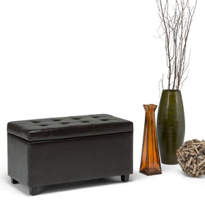 HomeRoots 34" Stylish Dark Brown Upholstered Storage Ottoman - Versatile Seating & Clutter-Free Living Solution 640212