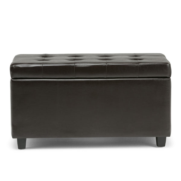 HomeRoots 34" Stylish Dark Brown Upholstered Storage Ottoman - Versatile Seating & Clutter-Free Living Solution 640212