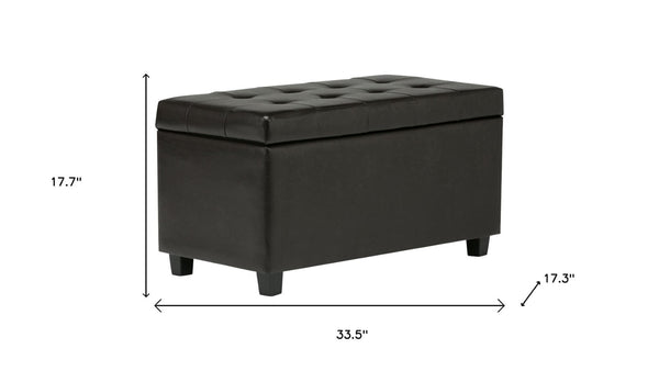 HomeRoots 34" Stylish Dark Brown Upholstered Storage Ottoman - Versatile Seating & Clutter-Free Living Solution 640212