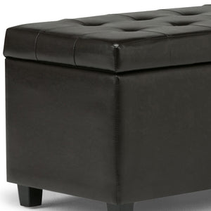 HomeRoots 34" Stylish Dark Brown Upholstered Storage Ottoman - Versatile Seating & Clutter-Free Living Solution 640212