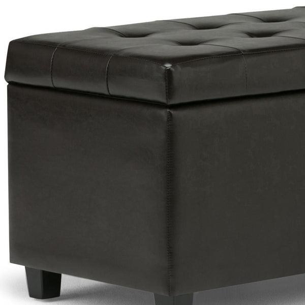 HomeRoots 34" Stylish Dark Brown Upholstered Storage Ottoman - Versatile Seating & Clutter-Free Living Solution 640212