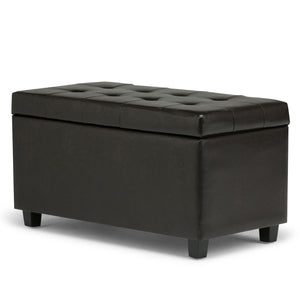 HomeRoots 34" Stylish Dark Brown Upholstered Storage Ottoman - Versatile Seating & Clutter-Free Living Solution 640212