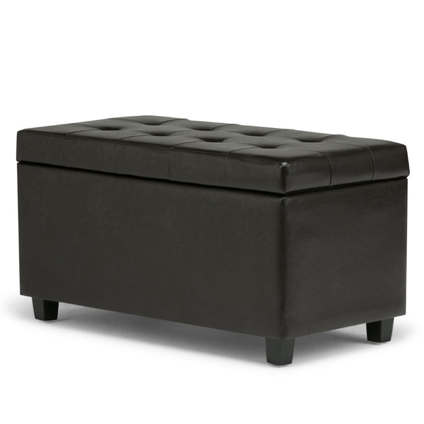 HomeRoots 34" Stylish Dark Brown Upholstered Storage Ottoman - Versatile Seating & Clutter-Free Living Solution 640212