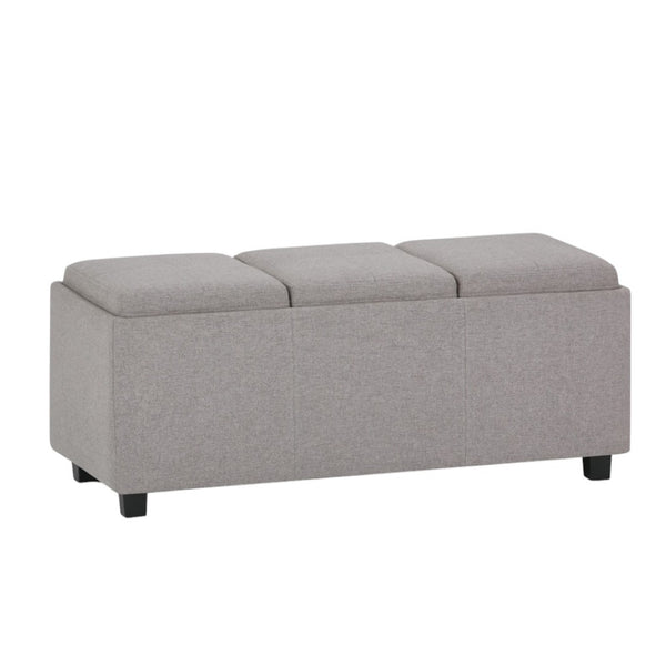HomeRoots 42" Stylish Dark Brown and Cloud Upholstered Storage Ottoman - Multi-Functional, Compact & Chic! 640213
