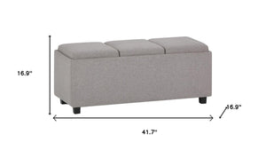 HomeRoots 42" Stylish Dark Brown and Cloud Upholstered Storage Ottoman - Multi-Functional, Compact & Chic! 640213